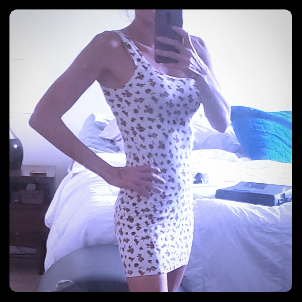Floral print tight bodycon dress size small f21